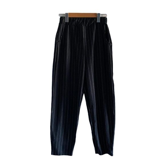 Boohoo Women's Black White High Waist Pinstripe Pants US 8 - Picture 4 of 11